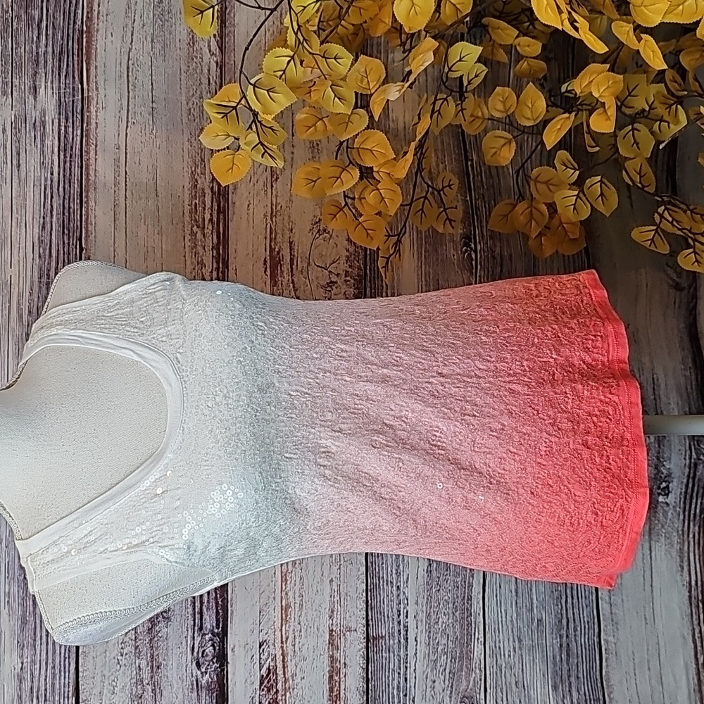 INC INTERNATIONAL CONCEPTS SALMON OMBRE SLEEVELESS SEQUIN TANK TOP